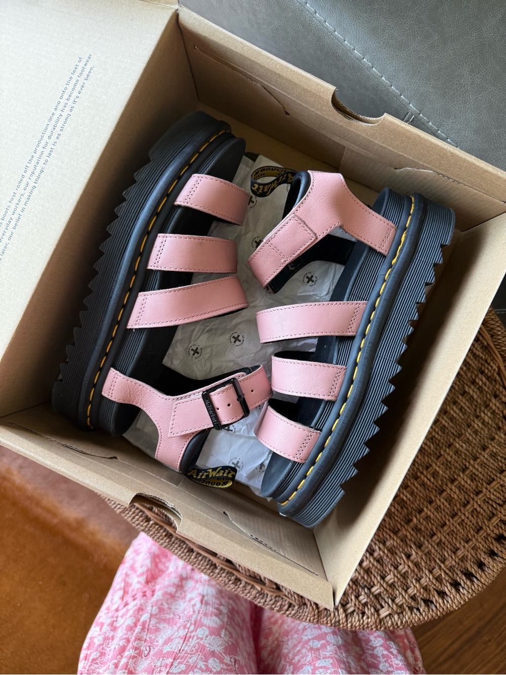 Dr. Martens Blaire Athena Leather Strap Sandals - Peach Beige (Size 8)